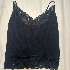 Elegant Black Lace Trim Camisole